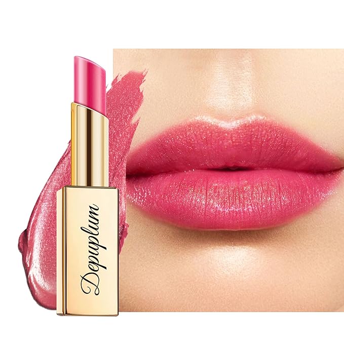 Depuplum Red Pink Lipstick Moisturizing for Women Shimmer Tinted Lip Balm Hydrating Nourishing Rasberry Lip Gloss Vegan& Cruelty Free Lip Makeup, ZG116 Crystal