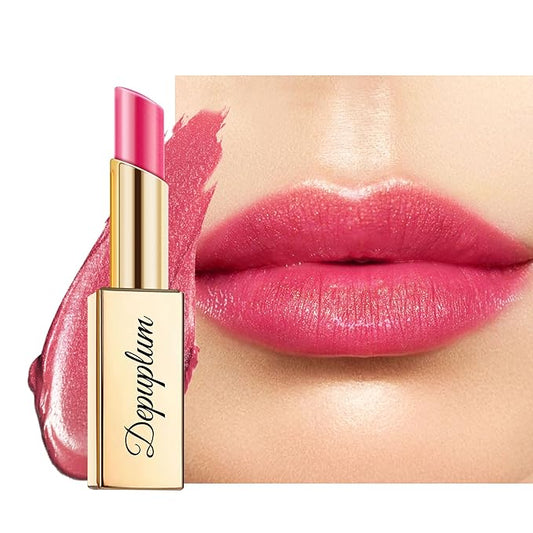 Depuplum Red Pink Lipstick Moisturizing for Women Shimmer Tinted Lip Balm Hydrating Nourishing Rasberry Lip Gloss Vegan& Cruelty Free Lip Makeup, ZG116 Crystal
