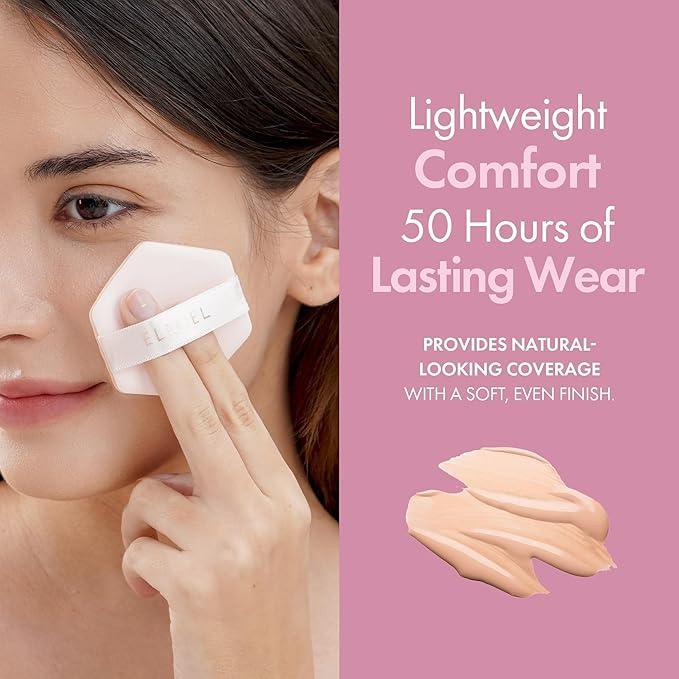 Blending Cushion 4-in-1 Korean Cushion Foundation with Italian Caviar, Collagen & Hyaluronic Acid - 12HR Long Lasting, Hydrating & Age-Defying Makeup Concealer 0.44 oz (#23 Natural Beige)