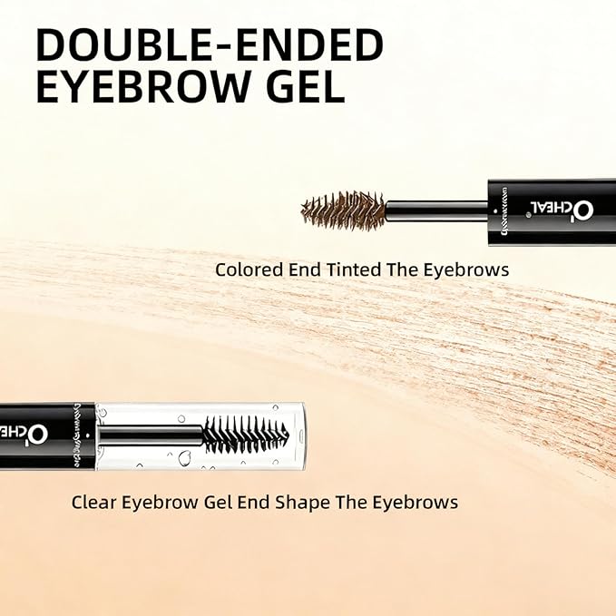 O'CHEAL Double-Ended Tinted Eyebrow Gel, Waterproof, SmudgeProof Brow Glue with Brush, Quick-Drying, 24HR Brows Makeup for Natural Full Brows, 3D Eyebrow Mascara for Women (Grey)