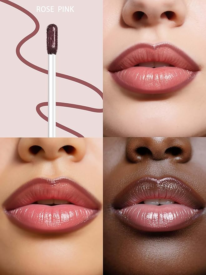 QCMME Lip Stain Peel Off Lip Liner Stain with Tweezer, Long Lasting Matte Lip Tint Tattoo, Highly Pigmented Color Lip Makeup, Waterproof Lipstick, Transfer-proof Lipstain for Women, Rose Pink