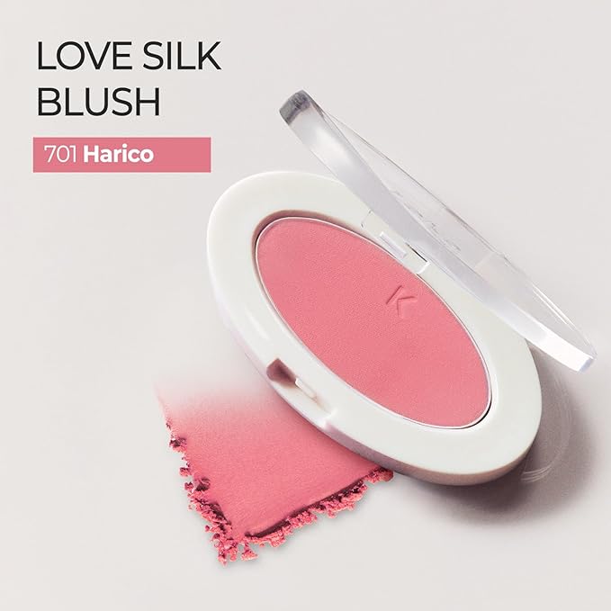 Laka Love Silk Blush, Radiant Powder Blush, Silky, Buildable Color with a Natural Glow, Long Lasting, Moisturizing Formula for a Fresh, Flushed Look, K-Beauty (#701 Harico)