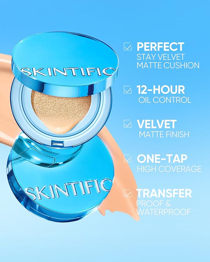Velvet Matte Cushion Foundation Blue #02 Ivory| Full Coverage,12H Oil Control,Ideal for Oily & Combination Skin,Waterproof,Long-Lasting, Lightweight, Hydrating,Transfer-Proof
