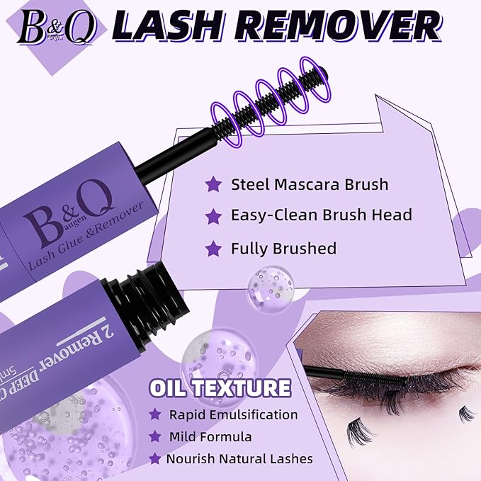 B&Q Lash Bond DIY Eyelash Glue and Lash Remover Fast Removal with No Residue (Bond and Remover)