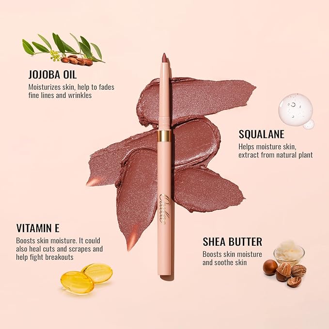 Oulac Red Retractable Lipliner Pencil 2in1 Waterproof Makeup Stick for Lip Liners and Eye Liners, Smooth and Creamy, Long Lasting Matte Finish, Vegan Beauty, 07 Cherry