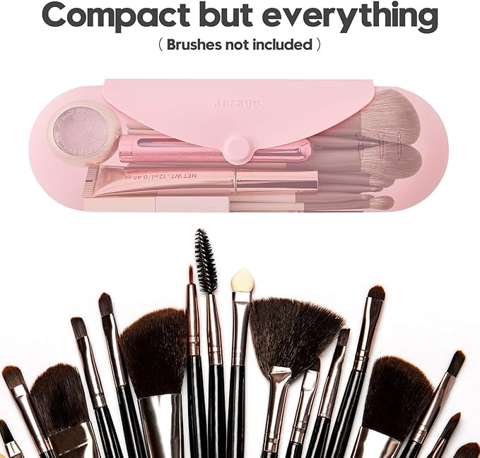 JASAQE Silicone Makeup Brush Holder，Travel Makeup bag-Soft Portable Cosmetic Face Brushes Holder，Large Travel Makeup Brush Case with Anti-Fall Out Magnetic Closure