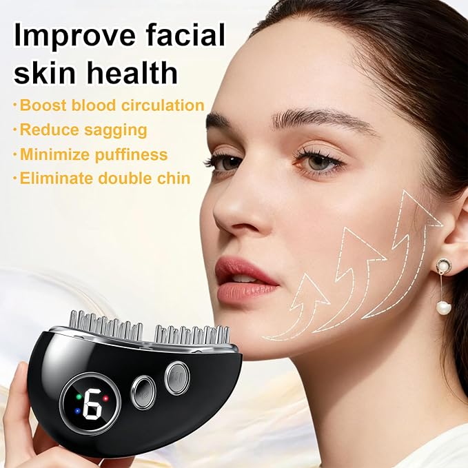 New Lymphatic Contour Face Brush, Lymphatic Drainage Massager, Double Chin Reducer, Gua Sha Facial Tools,9-Function Gear Adjustment, Facial and Body Sculpting,for Jawline & Puffiness (Black)