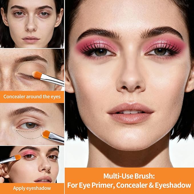 Eye Shadow Primer Applicator Brush for Blending, Concealer, Professional Tools for Applying Cream, Liquid Shadows and Eye Primer Base with Vegan Bristles by EIGSHOW