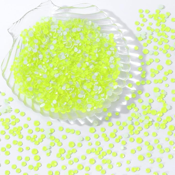 Meibite Neon Yellow Flatback Rhinestones, Glass Rhinestones for Nail Art and Craft, Glue Fix, Loose Crystal Gemstones(Neon Yellow, SS16, 1440pcs, 3.8-4.0mm)