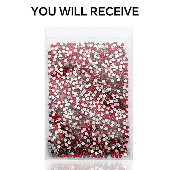 1440Pcs Siam Crystal Rhinestones,Glass Flatback Rhinestones Gemstones for Nail Face Makeup Art Crafts Clothes Decoration -(SS12,3.0mm,Siam)