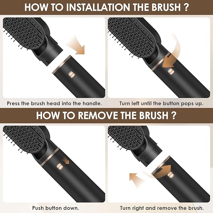 5 in 1 Blow Dryer Brush, Ionic Hair Dryer Brush Set, Detachable Hot Air Brush Air Auto Wrap Hair Styler, Powerful Hot Hair Styling Tools Set for Fast Drying, Curling, Smoothing, Straightening, 3 Temp