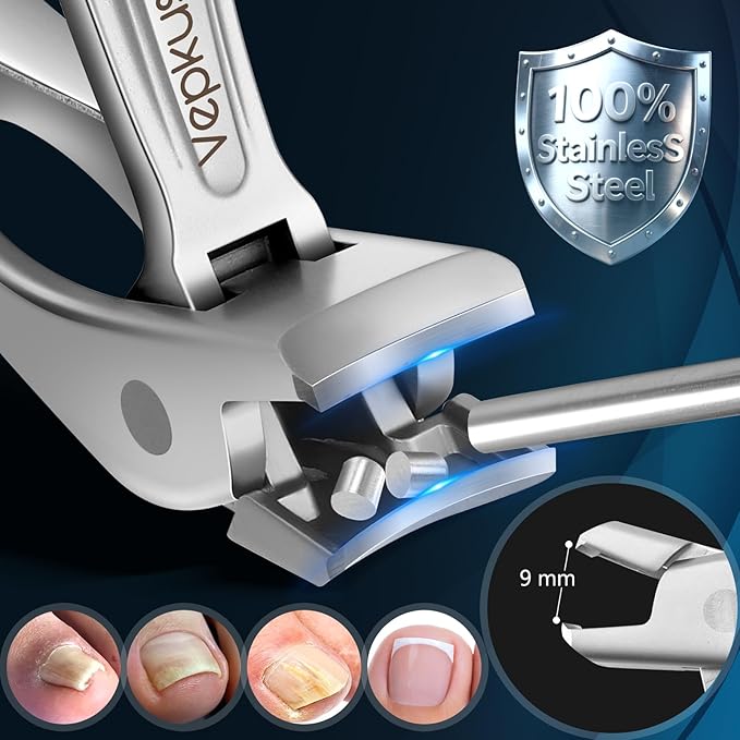 Vepkuso Toenail Clippers & Nail Clippers Set for Seniors - Heavy-Duty Long Handled Toenail Clippers for Thick Toenails, Men & Women | Hygienic Manicure Set | Gift Idea