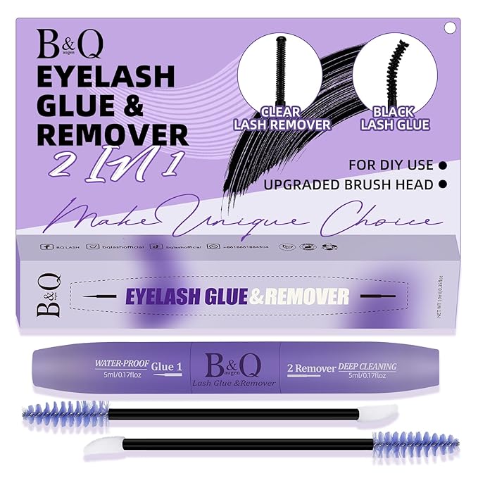B&Q Lash Bond DIY Eyelash Glue and Lash Remover Fast Removal with No Residue (Bond and Remover)