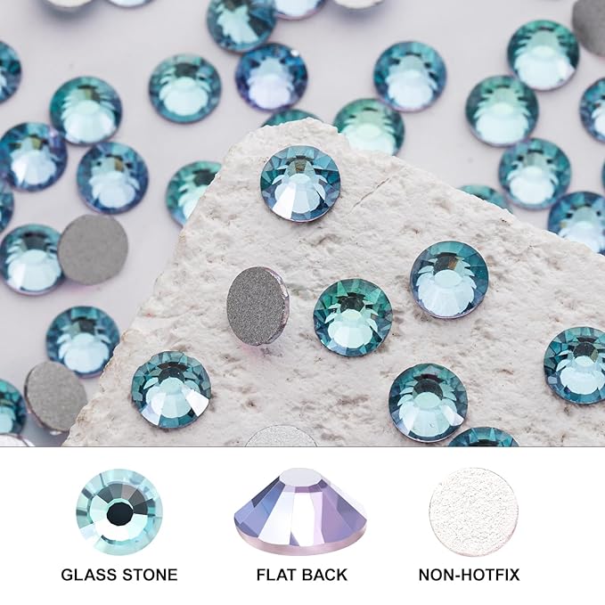 Novani 3000 Pieces Flatback Rhinestones Glass Round Gems Teal Volcano Crystals for Nail Art DIY Crafts Clothes Shoes,SS20,4.6-4.8mm