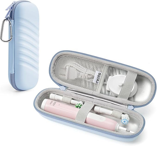 Electric Toothbrush Case for Oral-B Pro/iO/Philips Sonicare, Waterproof Traveling Toothbrush Storage Bag with Mesh Pocket Covers Protection (Blue)