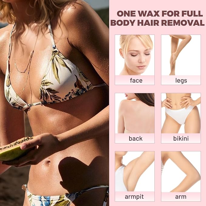Hard Wax Beads for Hair Removal - 2.5lb/40oz Bulk Refill for Sensitive Skin, Brazilian, Bikini, Underarms, Face, Body Waxing with 20 Sticks (Honey)