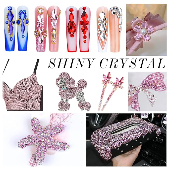 1440Pcs Light Pink Crystal Rhinestones,Glass Flatback Rhinestones Gemstones Mini for Nail Face Makeup Art Crafts Clothes Decoration -(SS8,2.4mm,Light Pink)