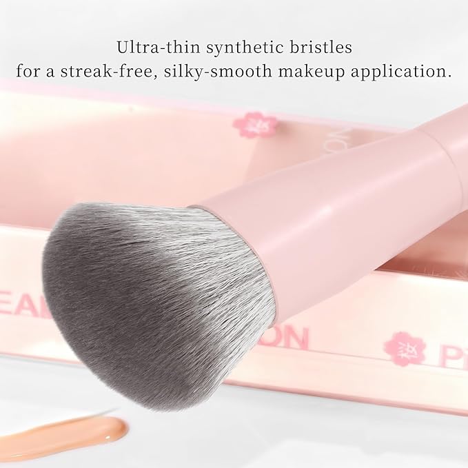 REAL PERFECTION Buffing Foundation Brush, Professional Face Makeup Brush for Streak-Free Application, Suitable for All Skin Synthetic Cruelty-Free Beauty Brush for Liquid Cream Foundation Bronzer
