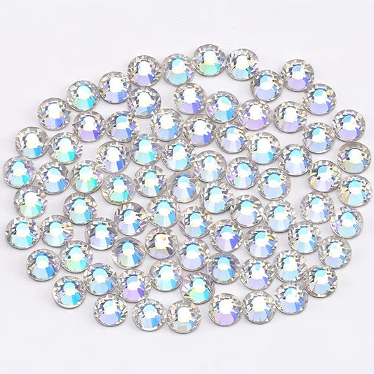 Novani Rhinestones 3000Pcs Flatback Crystal Round Loose Gemstones Glass Rhinestones for Crafts Makeup Nail Art Clothes Shoes DIY Decorations(SS8, 2.3-2.5mm,Moon Night)