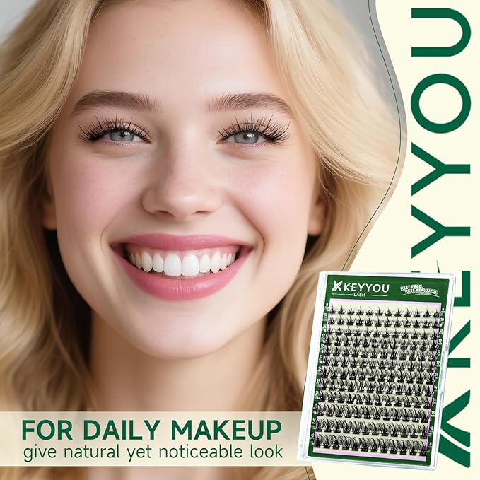 KEYYOU LASH Fairy Lashes Clusters Manga Eyelash Clusters C Curl Cluster Eyelash Extensions Ultra Lightweight Natural Lash with Extremely thin wispy false eyelashes(F03,C-8-18mm)