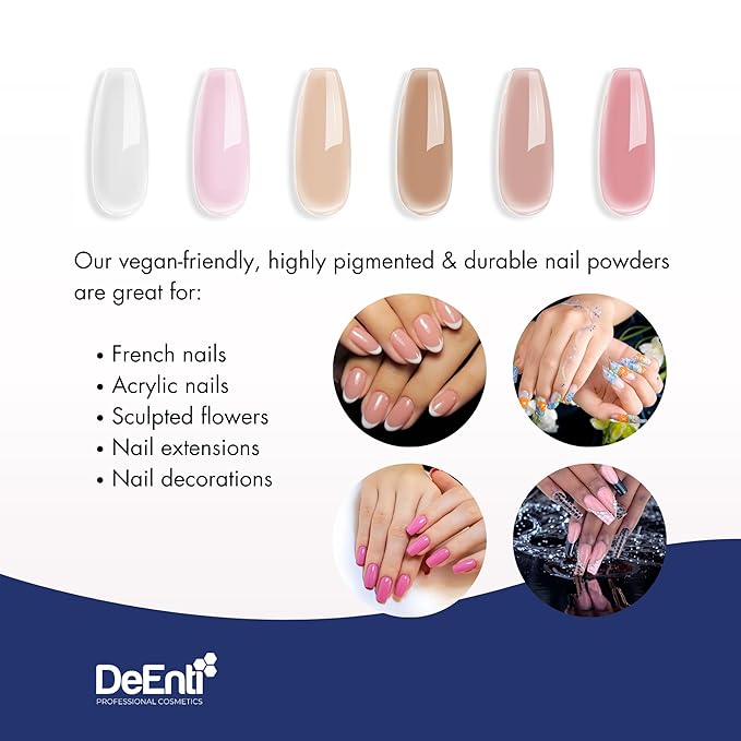 DeEnti Acrylic Nail Powder - 2oz Natural Pink|Professional Grade, Bubble-Free Acrylic Powder for Nails | Long-Lasting, Chip-Resistant Nail Acrylic Powder for Carving, Extensions & Fake Nails