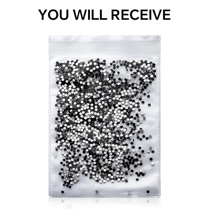 1440Pcs Black Crystal Rhinestones,Glass Flatback Rhinestones Gemstones Small for Nail Face Makeup Art Crafts Clothes Decoration - (SS6,2.0mm,Black)