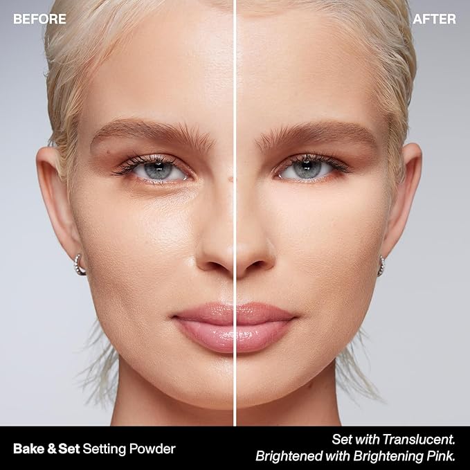 Morphe Jumbo Bake & Set Setting Powder - Lightweight, Talc-Free Finishing Powder for Face Makeup with a Soft, Natural Finish - Minimizes Shine for Up to 24HR - Brightening Pink (0.62 oz)