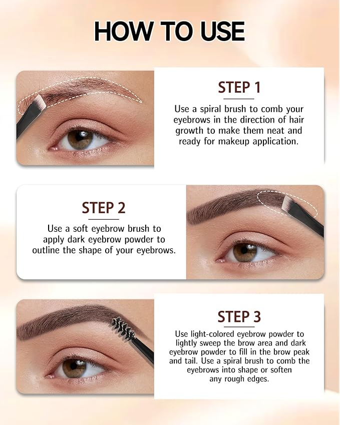 Eyebrow Powder Makeup Kit, 2 Colors Waterproof Long Lasting Dark/Light Brown Eye Brow Tinting Powder Palette, Professional Eyebrow Filler Contour Gifts for Women with Mirror Brow Brush & Razor-Set 01#