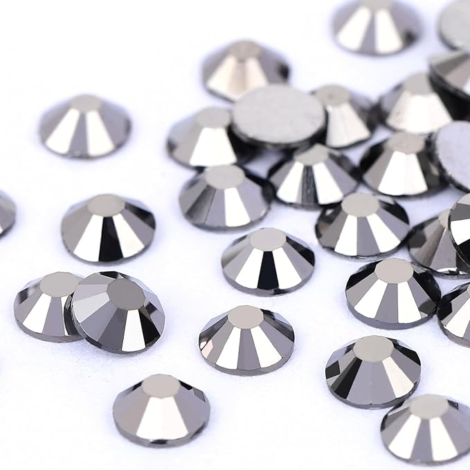 Novani Rhinestones Flatback Rhinestones Glass Gems Stones Jewels Round Gemstones Non-Hotfix Crystal for Crafts,SS30,288 Pieces,Hematite Black