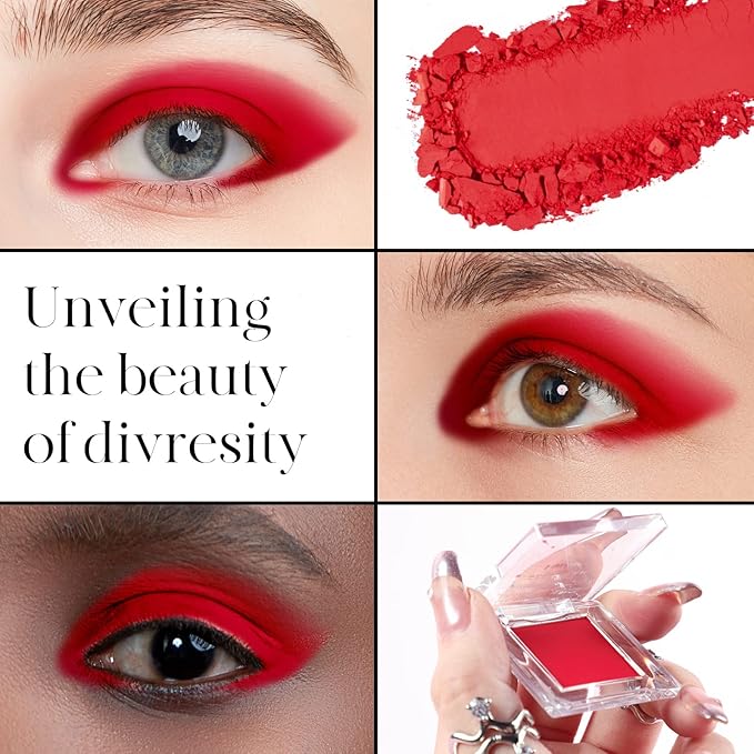BEPHOLAN Single Matte Red Eyeshadow Palette, Halloween Makeup Color Palette Highly Pigmented, Long-lasting, Intense Colors for Goth Makeup