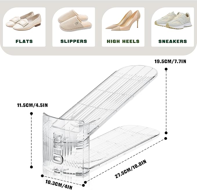 FENRUNXU Shoe Slots Organizer for Closet,24 Pack Shoe Stacker Shoe Rack Organizer for Closet Space Saver Storage Shoe Holder Organization(Transparent)
