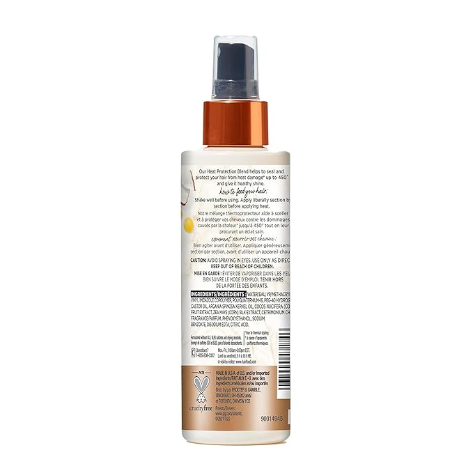 Hair Food Coconut & Argan Oil Heat Protectant Leave-In Spray for All Hair Types, 450°F Heat Protection, Sulfate-Free, Paraben-Free, Dye-Free, Alcohol-Free, Adds Shine, 6.4 Fl Oz