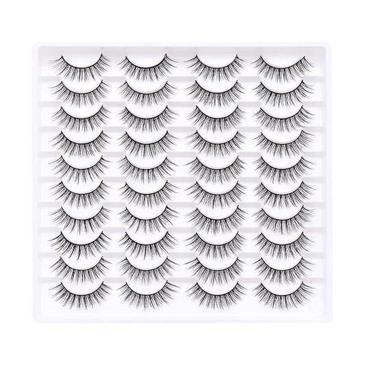 False Eyelashes 20 Pairs Wispy Lashes Faux Mink Lashes 14mm 3D Fluffy Cat Eye Lashes （style 20-059)
