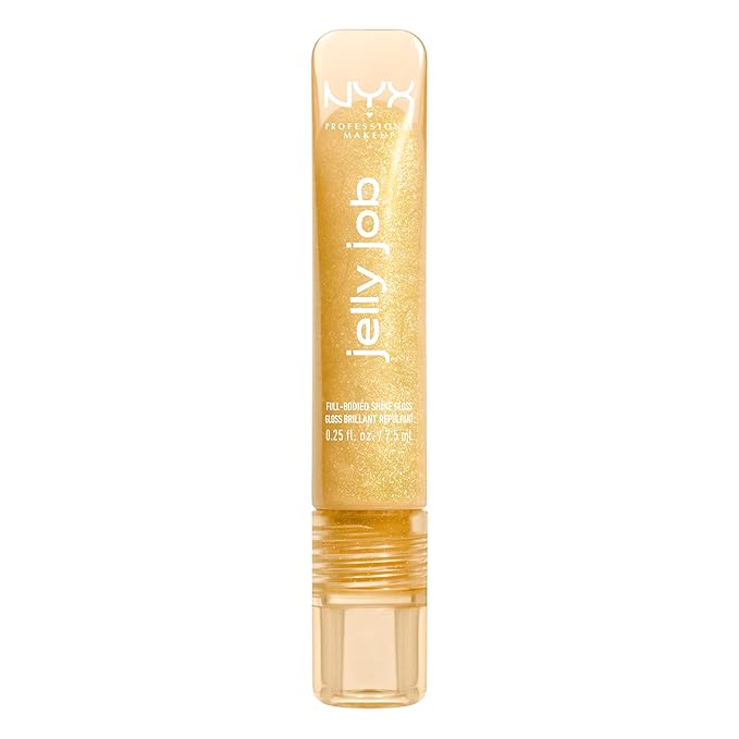 NYX PROFESSIONAL MAKEUP Jelly Job Lip Gloss, Lip Tint Gloss with Full-Bodied, Smoothing, and Hyper-Glossy Shine - Glow Job (Gold Shimmer)