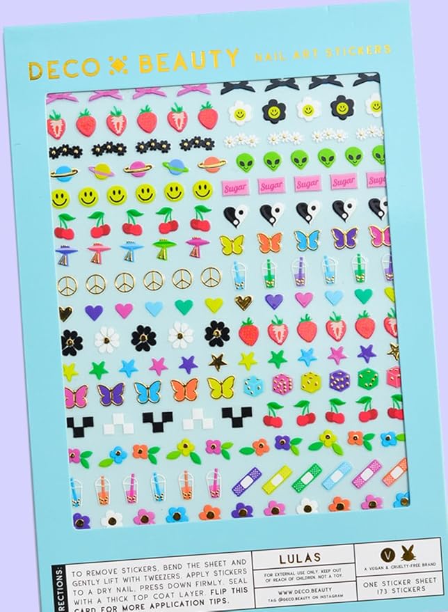 Deco Beauty Lulas - Super Thin & Easy-to-Apply Nail Art with The Cutest Designs - Durable & Long-Lasting Nail Art Stickers and Decals for Women, for DIY at-Home Manicures & Salon-Quality Nails