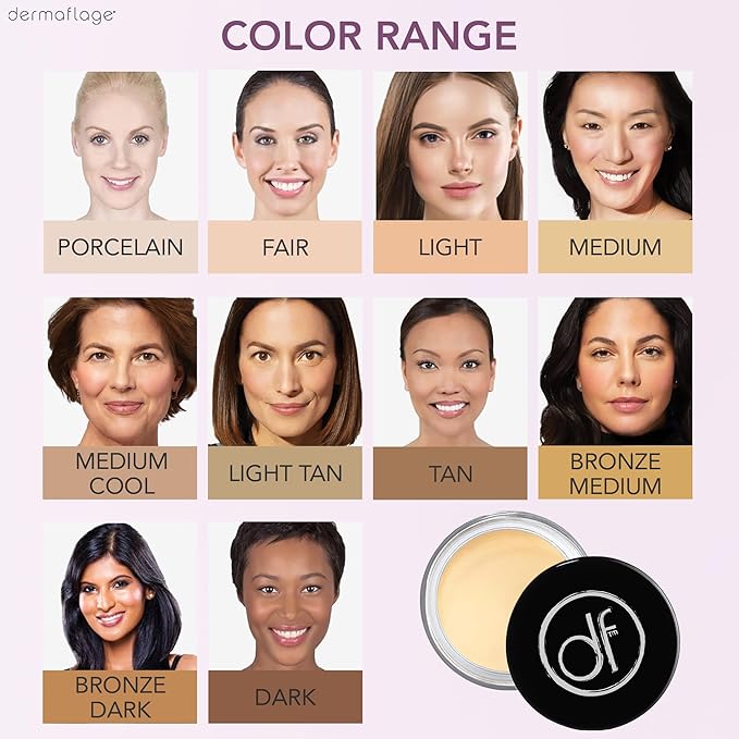 Dermaflage Waterproof Concealer Cream (Golden Fair) - Concealer Full Coverage, Matte Finish for Face & Body - Hides Dark Circles, Tattoos & Acne - Long Lasting Formula Used by Hollywood Makeup Artists