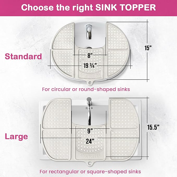 Sink Topper Bathroom Counter Cover & Storage Saver, Foldable Silicone Mat for Hot Tools, Hair Styling & Makeup, Beauty Brush Cleaning Mat, RV Camper Sink Cover & for Small Spaces (Standard Green)