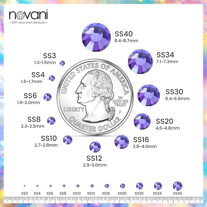 Novani Purple Rhinestones, Flatback Loose Crystal Gemstones 1440pcs Glass Rhinestones for Clothes Shoes Crafts Makeup Nail Art and DIY Decorations, Purple Velvet Rhinestone(SS12, 3mm)