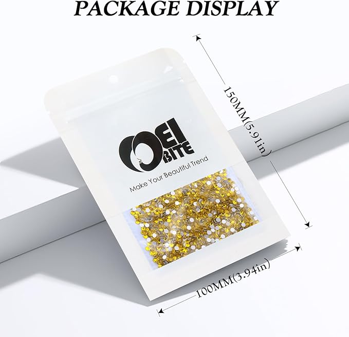 Meibite Yellow Flatback Rhinestones, Glass Rhinestones for Nail Art and Craft, Glue Fix, Loose Crystal Gemstones(Yellow, SS4, 2880pcs, 1.5-1.7mm)