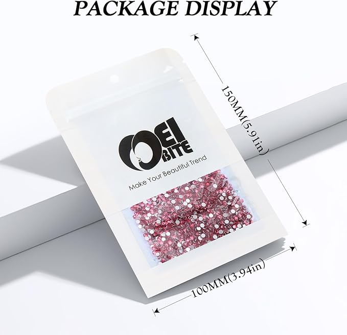 Meibite Rose Flatback Rhinestones, Glass Rhinestones for Nail Art and Craft, Glue Fix, Loose Crystal Gemstones(Rose, SS4, 2880pcs, 1.5-1.7mm)