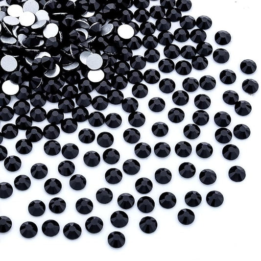288Pcs Black Crystal Rhinestones,Glass Flatback Rhinestones Gemstones for Nail Face Makeup Art Crafts Clothes Decoration -(SS34,7.0mm,Black)