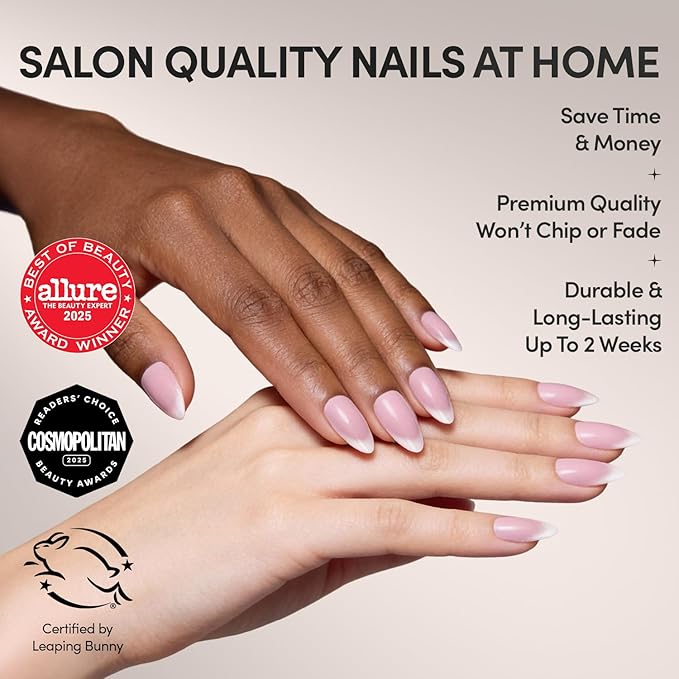 Glamnetic Press On Nails - Lovers Blush | Opaque, Glossy Velvet Pink Nails, Salon Quality | 15 Sizes - 30 Nail Kit with Glue