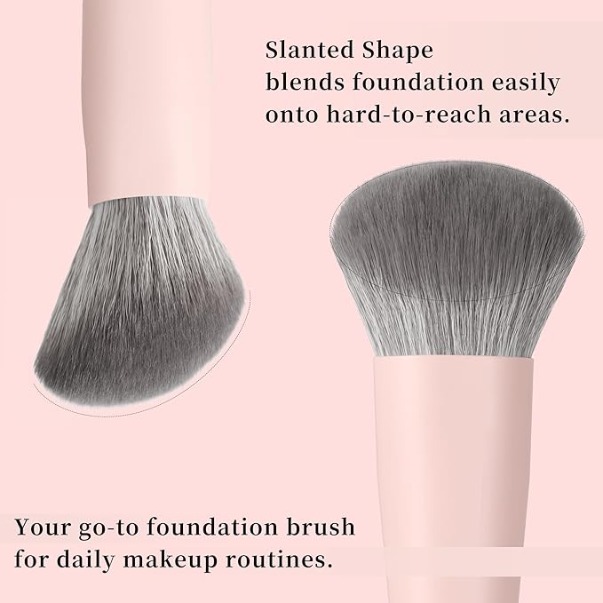 REAL PERFECTION Contoured Foundation Brush, Professional Multitask Face Blending Makeup Brush, No Streaks Even Coverage, Suitable for Liquid Cream Foundation Primer Moisturizer Blush Contour Bronzer