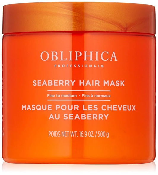 Obliphica Seaberry Hair Mask - Deep Conditioning Hydrating Treatment for Dry and Damaged Hair - Fine, Frizzy, and Color-Treated Hair - 16.9 Ounces (Pack of 1)