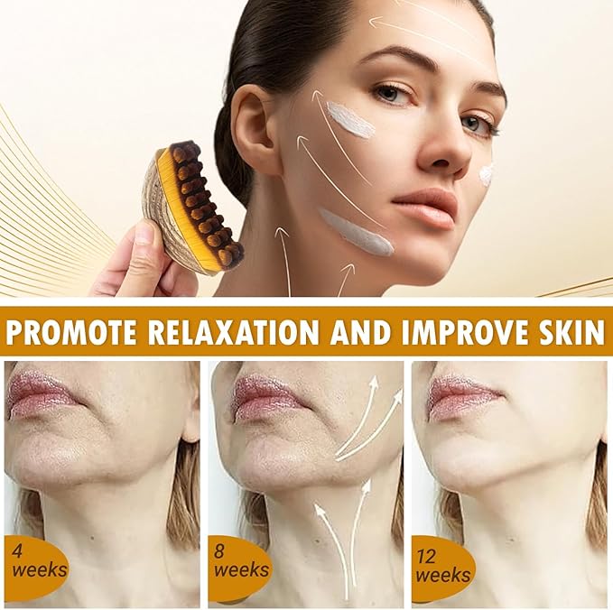 Lymphatic Contour face Brush and Jade Stone guasha Tool for face,Dry Lymphatic Drainage Massager,Ergonomically Designed to Fit The Skin Precisely and Relieve Fatigue