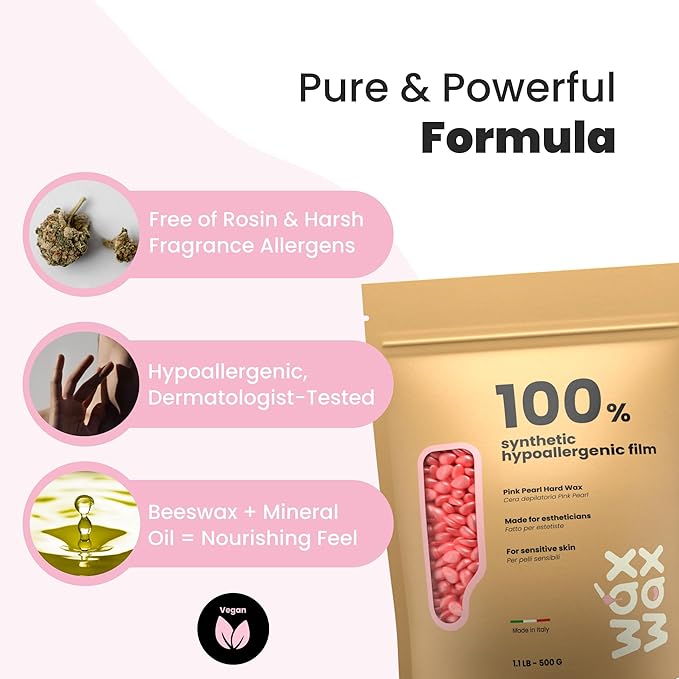 Wax Wax Pink Pearl Hard Wax Beads | Brazilian & Bikini Wax for Ultra Sensitive Skin | Rosin-Free, Hypoallergenic, Strip-Free, Low Melting, Cruelty-Free, Eco-Friendly Waxing Beads | Made In Italy-2.5lb