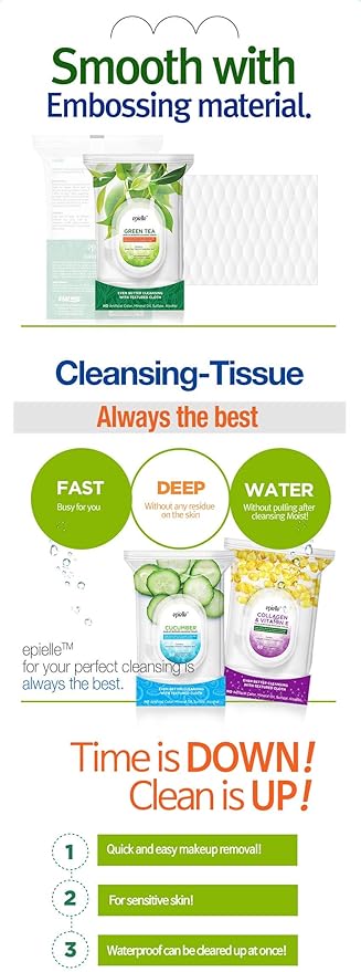 Epielle Cucumber Makeup Remover Wipes, Gentle Daily Facial Cleanser Towelettes, Remove Dirt, Oil & Waterproof Mascara, Stocking Stuffers, 60 Count (Pack of 2)