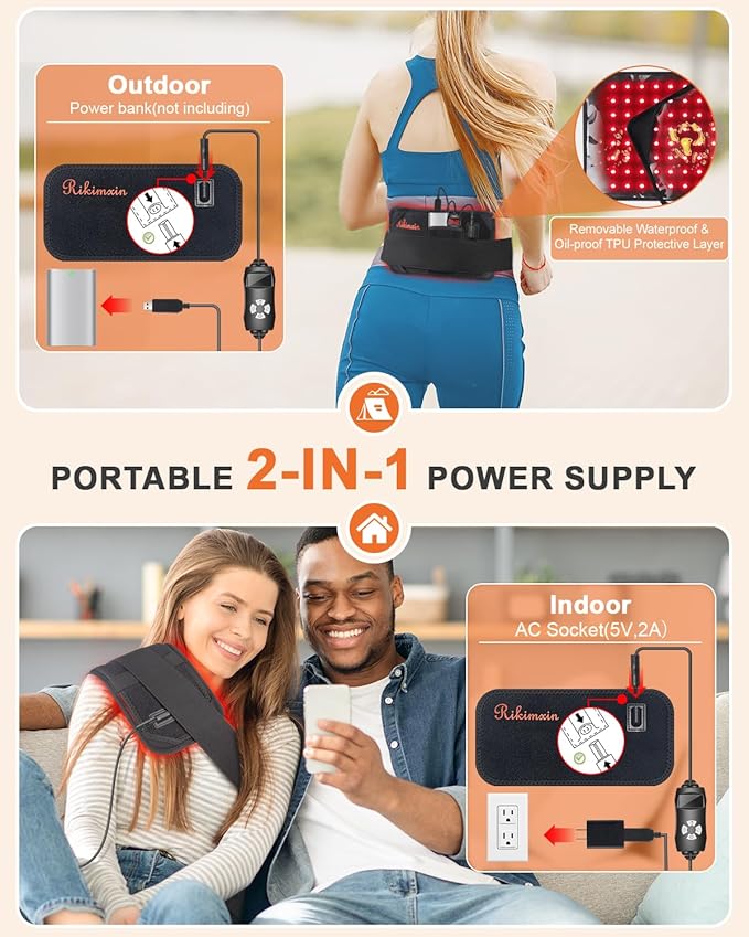 Red Light Therapy for Body, 3-in-1 LED Bead with Timer, 660nm & 850nm Portable Infrared Light Therapy Belt, Wearable Wrap Home Red Light Therapy Pad for Body