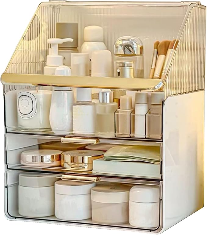 Large Makeup Organizer Countertop Vanity Organizer Cosmetic Organizer Makeup Storage Box Bathroom Counter Organizer Perfume Skincare Organizers Gift Women Girls Clear Design Easy Visibility