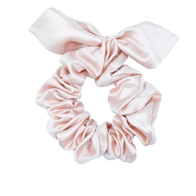 100% Mulberry Silk Scrunchies for Curly Hair, Thick Hair, and All Hair Types, 22 Momme 6A Grade, Girl Hair Ties, OEKO‑TEX Certified, Anti‑Frizz, Luxury Gift for Women, Cool Presents for Wife (Pink)
